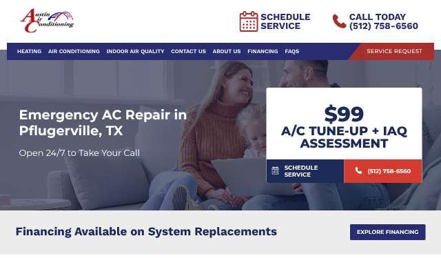 Austin Air Conditioning's page as the assistant saw it