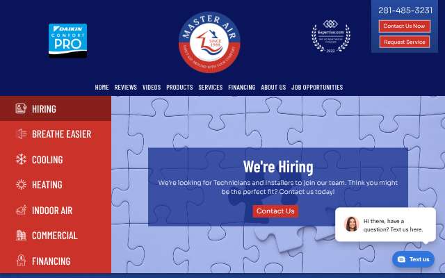 Master Air Inc.'s page as the assistant saw it