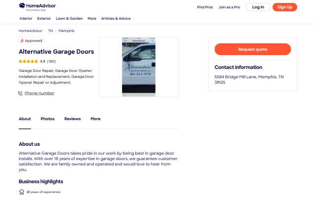 Page cited for Alternative Garage Doors