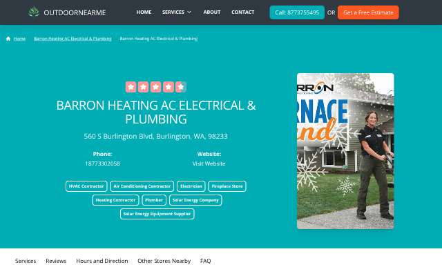 Barron Heating AC Electrical & Plumbing's page as the assistant saw it