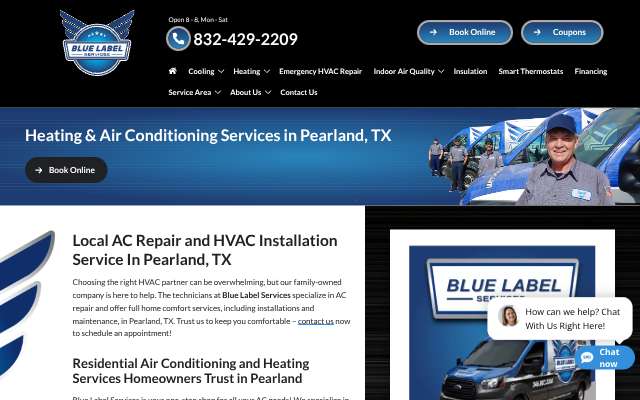 Blue Label Services's page as the assistant saw it