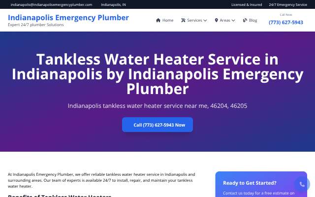 Indianapolis Emergency Plumber's page as the assistant saw it