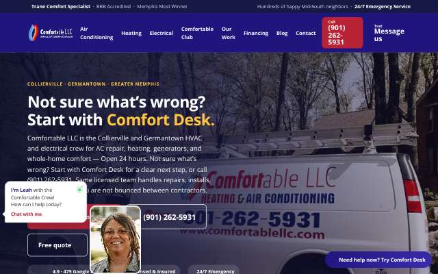 Comfortable LLC's page as the assistant saw it