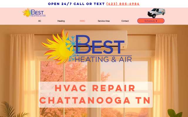 Best Heating and Air's page as the assistant saw it