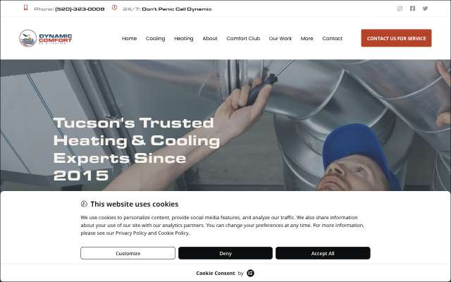 Dynamic Comfort AC and Heating's page as the assistant saw it