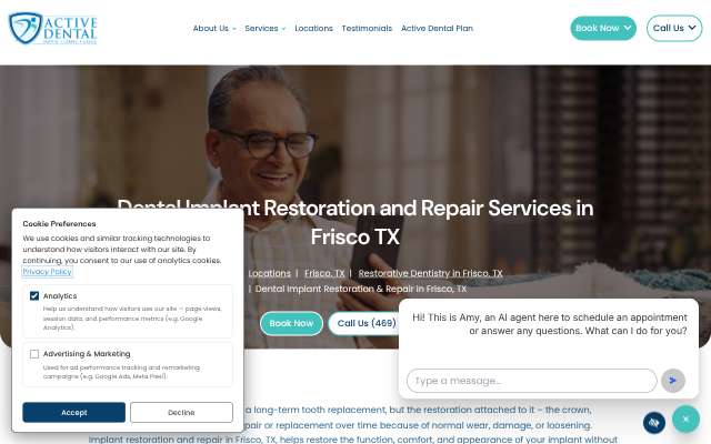 Active Dental's page as the assistant saw it