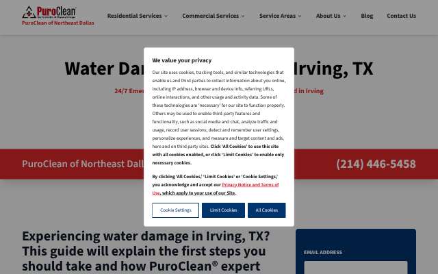 PuroClean of Park Cities/North Dallas's page as the assistant saw it