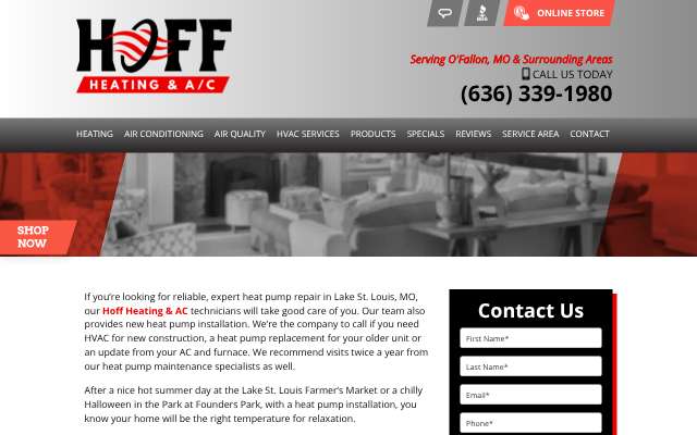 Hoff Heating & AC's page as the assistant saw it
