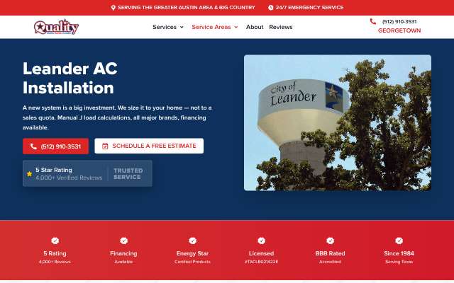 Quality Cooling's page as the assistant saw it