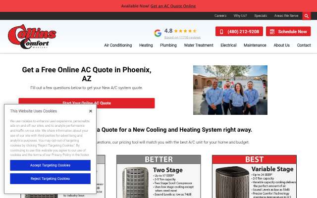 Collins Comfort Masters's page as the assistant saw it