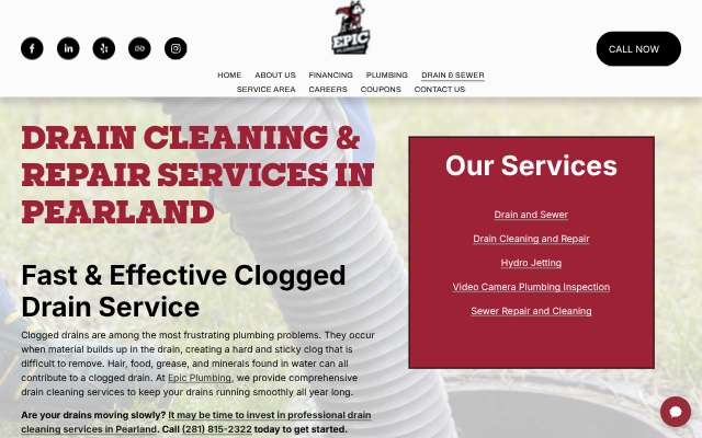 Epic Plumbing (Pearland, TX)'s page as the assistant saw it