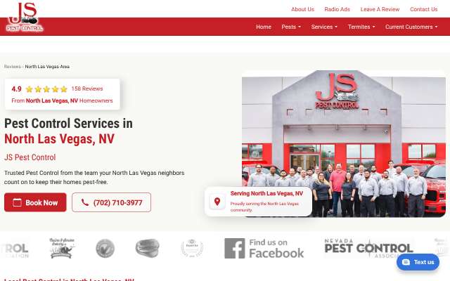 JS Pest Control's page as the assistant saw it