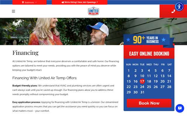United Air Temp's page as the assistant saw it