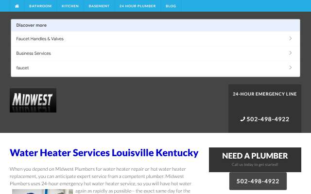 Midwest Plumbers (Louisville)'s page as the assistant saw it