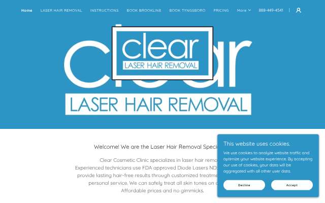 Clear Cosmetic Laser's page as the assistant saw it