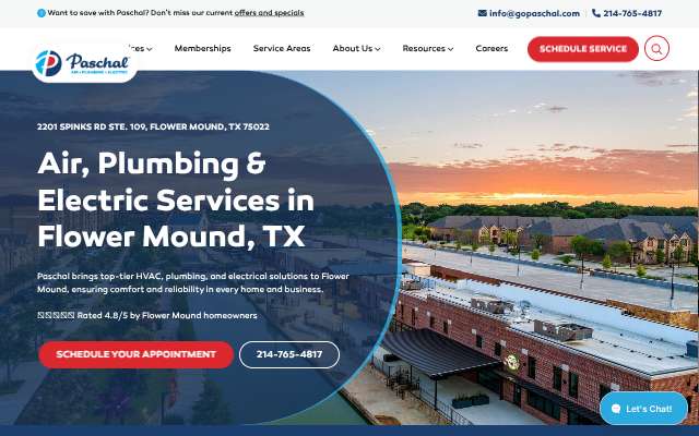 Paschal Air Plumbing and Electric's page as the assistant saw it