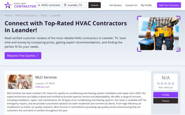 Comfort Pros Heating & Air Conditioning's page as the assistant saw it