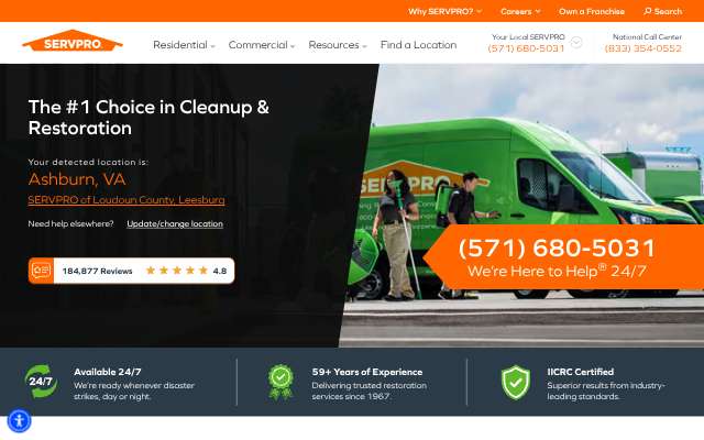 SERVPRO of Richmond's page as the assistant saw it