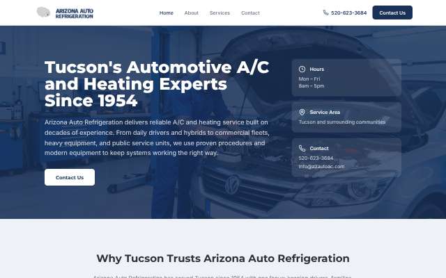 Arizona Auto Refrigeration's page as the assistant saw it