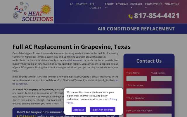 AC & Heat Solutions's page as the assistant saw it