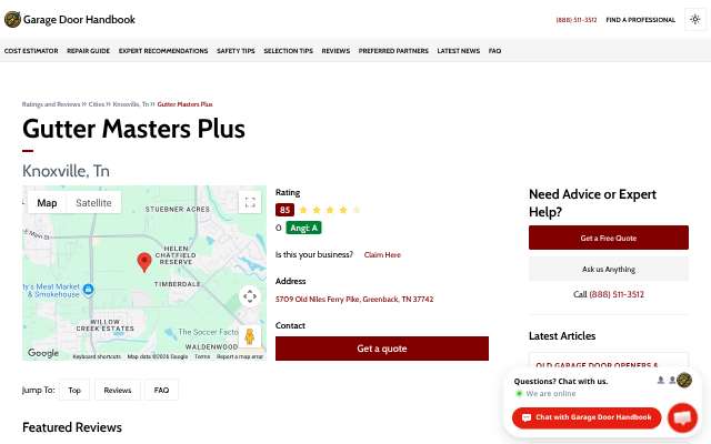 Gutter Masters Plus's page as the assistant saw it