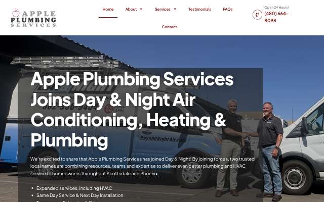 Apple Plumbing Services's page as the assistant saw it
