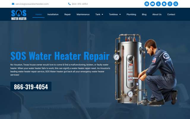 SOS Water Heater's page as the assistant saw it