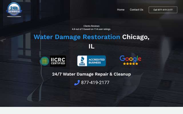 Water Damage Restoration Pros's page as the assistant saw it