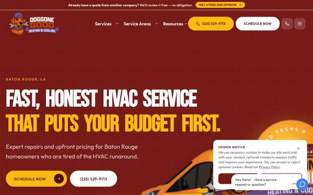 Doggone Good Heating & Cooling's page as the assistant saw it