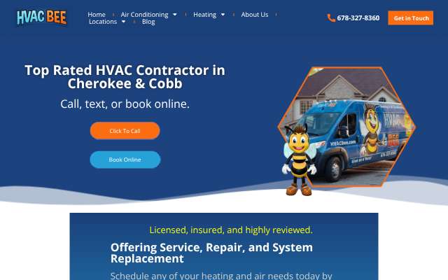 HVAC Bee's page as the assistant saw it