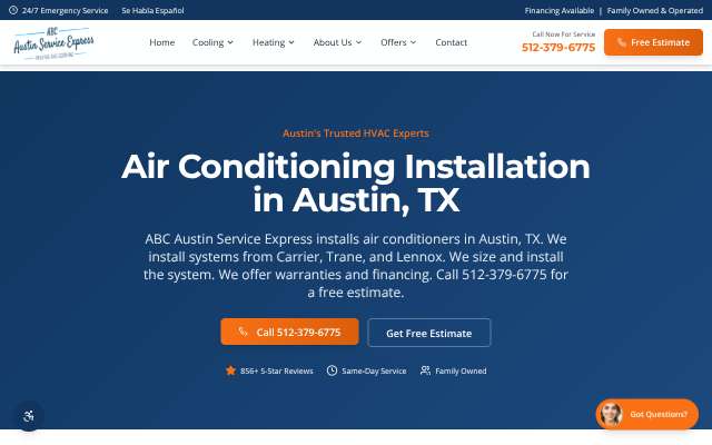 ABC Austin Service Express's page as the assistant saw it