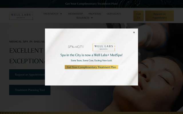 Well Labs+ Medspa Dallas's page as the assistant saw it