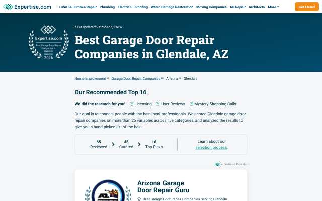 Smokey's Garage Door's page as the assistant saw it
