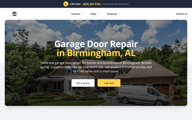 Birmingham Garage Door Repair LLC's page as the assistant saw it