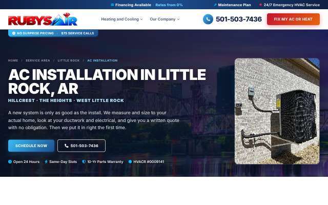 Ruby's Air's page as the assistant saw it