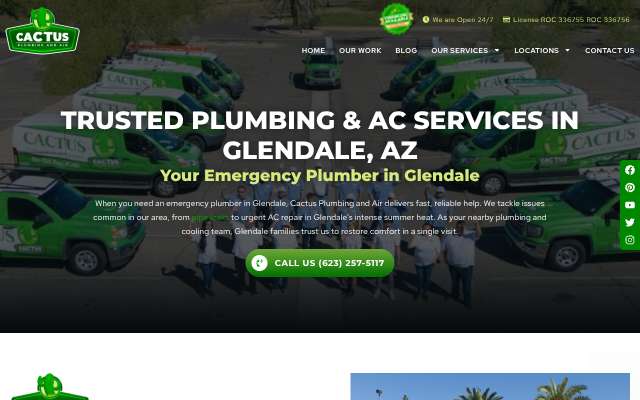 Cactus Plumbing And Air's page as the assistant saw it