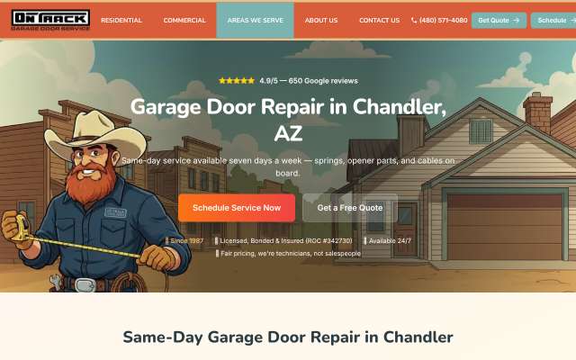 On Track Garage Door Service's page as the assistant saw it