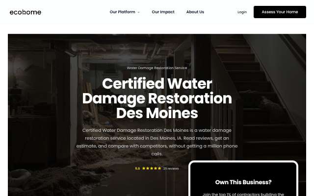 Certified Water Damage Restoration Des Moines's page as the assistant saw it