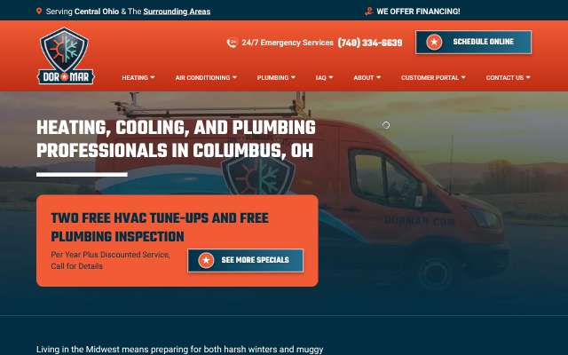 Dor-Mar Heating and Air's page as the assistant saw it