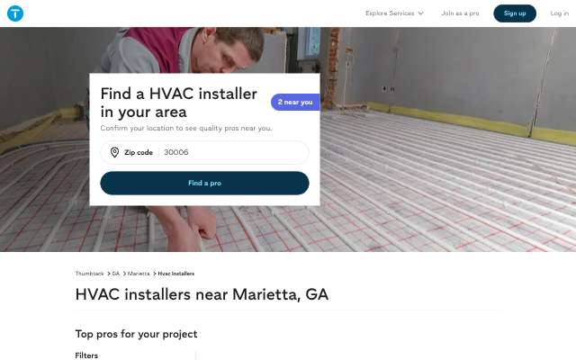 Georgia Home Heating & Air's page as the assistant saw it