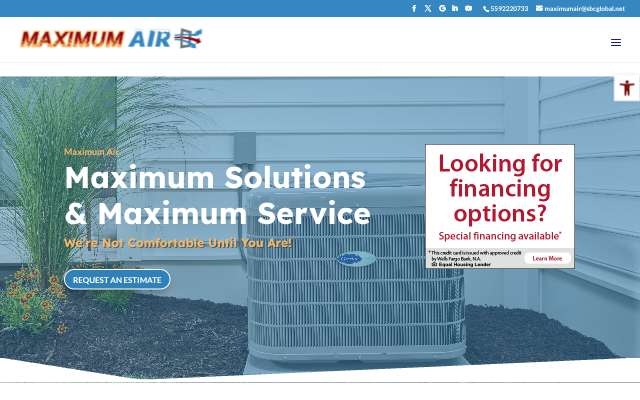 Maximum Air's page as the assistant saw it