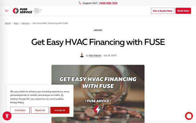 Fuse HVAC, Refrigeration & Electrical's page as the assistant saw it