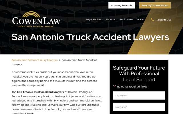 Cowen | Rodriguez | Peacock (The Trucking Trial Lawyers)'s page as the assistant saw it