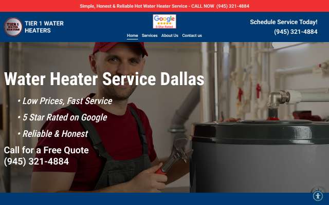 Tier 1 Water Heaters LLC's page as the assistant saw it