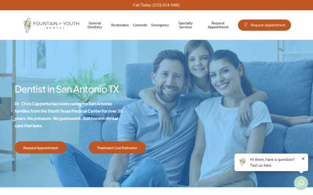 Fountain of Youth Dental's page as the assistant saw it