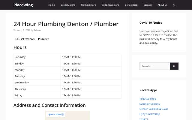 24 Hour Plumbing Denton / Plumber's page as the assistant saw it