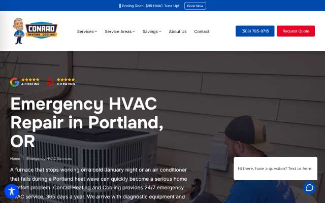 Conrad Heating and Cooling's page as the assistant saw it