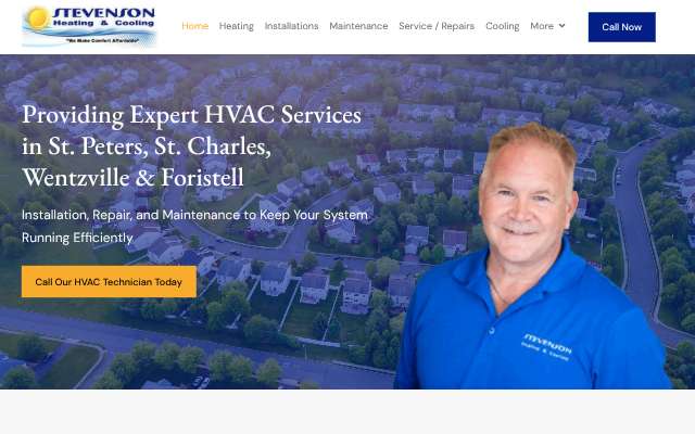 Stevenson Heating & Cooling's page as the assistant saw it