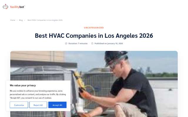 Lions Heating & Air's page as the assistant saw it