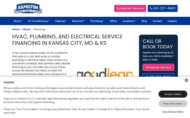 Bob Hamilton Plumbing, Heating, A/C & Rooter's page as the assistant saw it